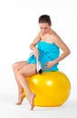 Woman with electric massager Royalty Free Stock Photo