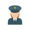 Woman electric train driver icon flat isolated vector