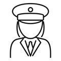 Woman electric train driver icon, outline style