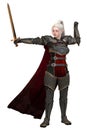 Woman elf warrior with sword isolated on white background 3D illustration Royalty Free Stock Photo