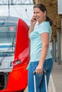 Woman embarks on a journey by train Royalty Free Stock Photo