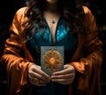 Woman Embracing the Power of Tarot Cards