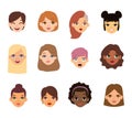 Woman emoji face vector icons.