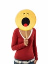 Woman with emoticon Royalty Free Stock Photo