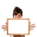 Woman with empty frame Royalty Free Stock Photo