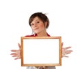 Woman with empty frame Royalty Free Stock Photo