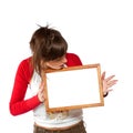 Woman with empty frame Royalty Free Stock Photo