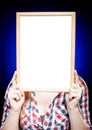 Woman with empty frame, copyspace Royalty Free Stock Photo