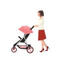 Woman push baby stroller