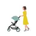 Woman push baby stroller