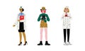 Woman Engaged in Different Profession as Gender or Sexual Equality Vector Set