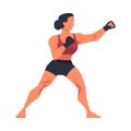 Woman Engaged in Kickboxing Fighting in Gloves as Martial Arts Vector Illustration Royalty Free Stock Photo