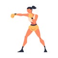 Woman Engaged in Kickboxing Fighting in Gloves as Martial Arts Vector Illustration Royalty Free Stock Photo