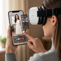 Virtual Try-On Shopping with AR and VR Headset Royalty Free Stock Photo