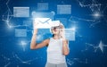 Woman Engaging with Virtual Reality Technology to Manage Digital Communication and Email in an Innovative Digital Royalty Free Stock Photo