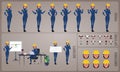 Woman Engineer or Architect worker character Set