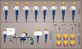 Woman Engineer or Architect worker character Set