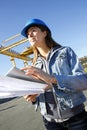 Woman engineer on building site Royalty Free Stock Photo