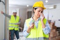 Woman engineer crying, disappointed by low salary Royalty Free Stock Photo