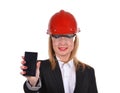 Woman engineer with phone