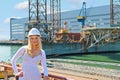 Woman engineer shipbuilder Royalty Free Stock Photo
