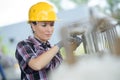 Woman engineer wearing protective workwear - outdoor Royalty Free Stock Photo