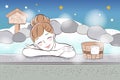 Woman enjoy hot spring