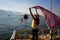 Woman enjoy lake view