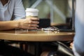 Woman enjoy morning coffee with her friend Royalty Free Stock Photo