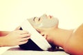 Woman enjoy receiving head massage Royalty Free Stock Photo