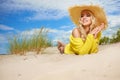 Woman enjoy sun on the beach Royalty Free Stock Photo