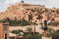 Woman enjoying Ait-Ben-Haddou. View from behind. Travel in Morocco, Ouarzazate