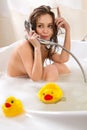 Woman is enjoying a bath Royalty Free Stock Photo