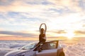 Woman enjoying beautiful cloudscape Royalty Free Stock Photo