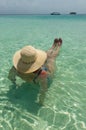 Woman enjoying the crystal clear waters of San Blas archipelago Royalty Free Stock Photo