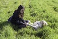 Woman enjoying dog Royalty Free Stock Photo