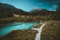 Woman enjoying freedom on nature outdoors. Travel Slovenia Europe Royalty Free Stock Photo