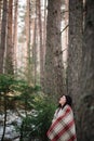 Woman enjoying fresh air in the forest Royalty Free Stock Photo