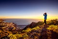 Woman enjoying landscape view near Santa Cruz city Royalty Free Stock Photo