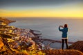 Woman enjoying landscape view near Santa Cruz city Royalty Free Stock Photo