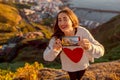 Woman enjoying landscape view near Santa Cruz city Royalty Free Stock Photo