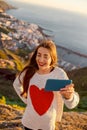 Woman enjoying landscape view near Santa Cruz city Royalty Free Stock Photo