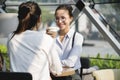 Woman enjoying morning take away coffee Royalty Free Stock Photo