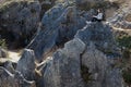 Woman enjoying mountains Fondry des Chiens, Nismes, Viroinval, Belgium Royalty Free Stock Photo