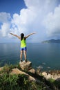 Woman enjoying nature with her opened arms Royalty Free Stock Photo