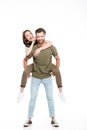 Woman enjoying piggyback ride Royalty Free Stock Photo