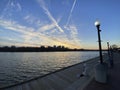 Woman Enjoying the Pretty Sunset at the Georgetown Waterfront in Winter