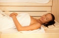 Woman enjoying sauna Royalty Free Stock Photo