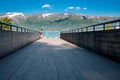 Woman enjoying scenics from Stegastein Viewpoint Royalty Free Stock Photo