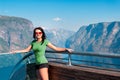 Woman enjoying scenics from Stegastein Viewpoint Royalty Free Stock Photo